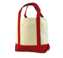 48 Wholesale 9 Ounce Cotton Seaside Canvas Tote In Red
