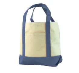 48 Pieces 9 Ounce Cotton Seaside Canvas Tote In Blue - 4th Of July