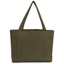 24 Bulk Premium 12 Ounce Pigment Dyed Cotton Canvas With Gusseted Bottom In Khaki Green