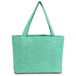 24 Pieces Premium 12 Ounce Pigment Dyed Cotton Canvas With Gusseted Bottom In Seaglass Green - Tote Bags & Slings