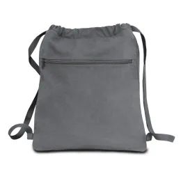 24 Pieces Premium 12 Ounce Pigment Dyed Cotton Canvas Drawstring Bag In Grey - Backpacks 15" or Less