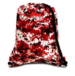 60 Pieces Drawstring Backpack In Camo Red - Backpacks 15" or Less
