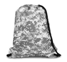 60 Pieces Drawstring Backpack In Digital Camo - Backpacks 15" or Less