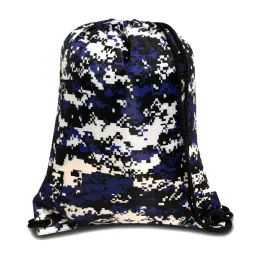 60 Pieces Drawstring Backpack In Camo Blue - Backpacks 15" or Less