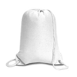 48 Bulk Jersey Mesh Drawstring Backpack In White