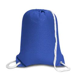 48 Wholesale Jersey Mesh Drawstring Backpack In Royal