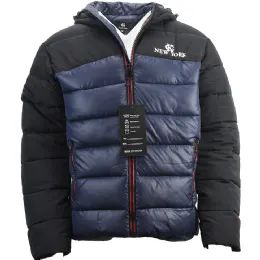 12 Pieces Two Color Men's Puffer Jackets Size Assorted Color Navy - Mens Jackets