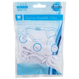 48 Wholesale Dental Flosser Picks 50 Ct White Resealable Prtd/pb