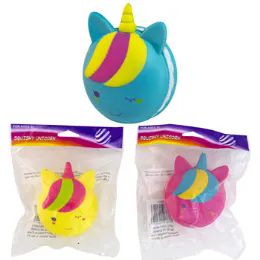 24 Wholesale Squishy Unicorn Slow Rise 3ast Colors 3.35 X 2.17 X 3.94inprinted Polybag