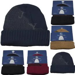 24 Pieces Gk Thermal Two Zone Fur Lining Hat Retail Packaging Mix Colors - Winter Beanie Hats
