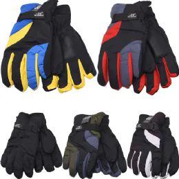 36 Wholesale Ski Gloves Fleece Linning Thermal Mix Colors