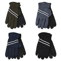 36 Wholesale Men's Winter Ski Gloves With Fleece Linning Inside Mix Colors