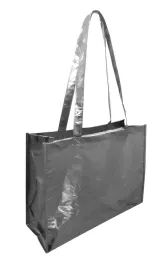 60 Pieces Heavyweight 90 Gram Polypropylene Tote Bag With Metallic Coating In Silver  - Tote Bags & Slings