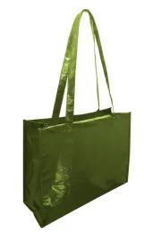 60 Bulk Heavyweight 90 Gram Polypropylene Tote Bag With Metallic Coating In Lime Green