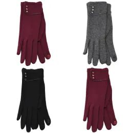 36 Bulk Fashion Gloves Button Style Mix Colors