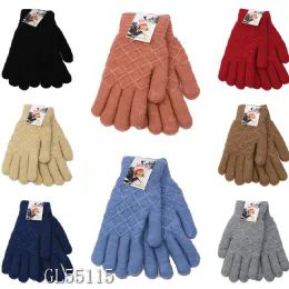 36 Bulk Fleece Linning Knitted Gloves Mix Colors