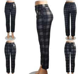 36 Wholesale Womens Winter Plaid Print Pants Size X / xl