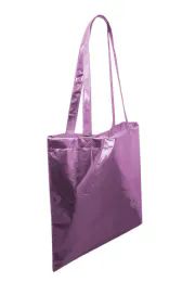 120 Wholesale Heavyweight 90 Gram Polypropylene Tote Bag With Metallic Coating In Pink