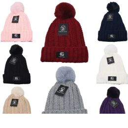 24 Pieces One Pom Beanie Fur Lining - Winter Hats