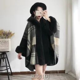 12 of Faux Fur Trim Layers Poncho Cape Cardigan Sweater