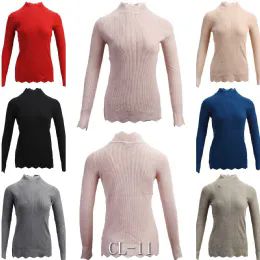 24 Wholesale Knitted Ribbed Neck Elastic Cashmere Size L/ xl