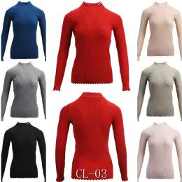 24 Wholesale Knitted Ribbed Neck Elastic Cashmere Size S/ M