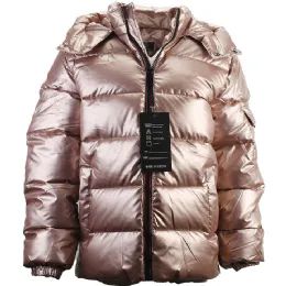 12 Pieces Women's Short Shiny Jacket Color Rose Gold - Women's Winter Jackets