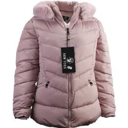 12 Wholesale Women's Puffer Jacket Color Pink