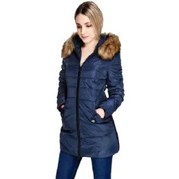 12 Pieces Women's Puffer Coat Fleece Linning Color Navy - Women's Winter Jackets
