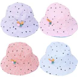 24 Wholesale Kid's Summer Bucket Hat Polka Dot Design
