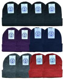 48 Units of Kids Assorted Unisex Winter Warm Acrylic Knit Beanie - Winter Beanie Hats