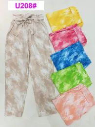 24 Wholesale Two Tone Leaf Color Rayon Pants Size S