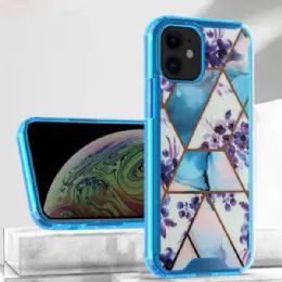 12 Pieces Marble Design Bumper Edge Protection Slim Case For Apple Iphone 13 Pro Max In Blue - Cell Phone Accessories