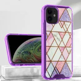 12 Pieces Marble Design Bumper Edge Protection Slim Case For Apple Iphone 13 Pro Max In Purple - Cell Phone Accessories
