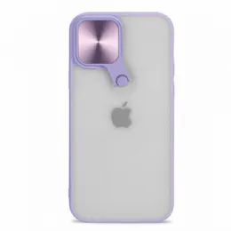 12 of Selfie Camera Lens Protection Case With Stand And BuilT-In Mirror For Apple Iphone 13 Promax 6.7 In Purple