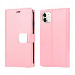 12 of Multi Pockets Folio Flip Leather Wallet Case With Strap For Apple Iphone 13 Pro Max 6.7 In Rose Gold