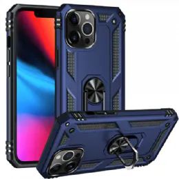 12 Pieces Tech Armor Ring Stand Grip Case With Metal Plate For Apple Iphone 13 Pro Max 6.7 In Navy Blue - Cell Phone Accessories