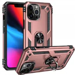 12 Wholesale Tech Armor Ring Stand Grip Case With Metal Plate For Apple Iphone 13 Pro Max 6.7 In Rose Gold