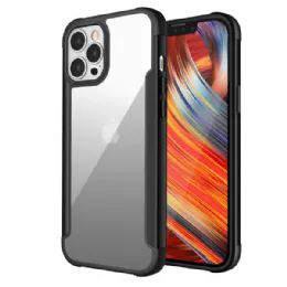 12 Wholesale Clear Iron Armor Hybrid Chrome Case For Apple Iphone 13 Pro Max 6.7 In Black