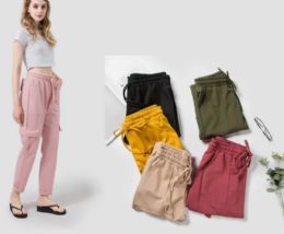 24 Pieces Womens Capri Length Acrylic Material Pants Size M - Womens Pants