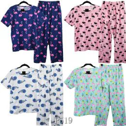 24 Pieces Cotton Animal Print Long Pants Set Size M - Women's Pajamas and Sleepwear