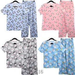 24 Pieces Cotton Animal Print Long Pants Set Size M - Women's Pajamas and Sleepwear