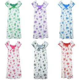 24 Pieces Lace Floral Design Night Gown Size M - Women's Pajamas and Sleepwear