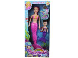 12 Pieces 10.5 In Light Up Fairy Mermaid Doll With Kid Mermaid - Dolls