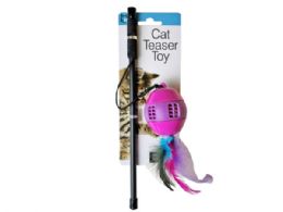 18 Bulk Stretchable Band Cat Teaser Toy With Ball And Feathers