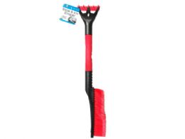 12 Units of Dual-Head Ice Scraper with Brush Assorted Colors - Sporting and Outdoors