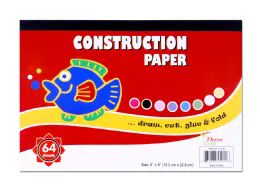 48 Wholesale Construction Paper Pad (6 X 9 Inches / 48 Sheets / 8 Assorted Colors) - MultI-Colored Craft Paper For Kids - Draw, Cut, Glue & Fold - Great For Classroom, School & Art & Craft Projects By Luxor