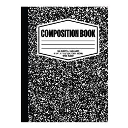 48 Wholesale 100 Ct, 9-3/4 X 7-1/2, Composition Notebook, Wide Ruled