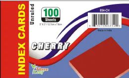 40 Wholesale 100 Ct, 3 X 5, Index Cards Unruled,  Cherry