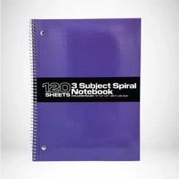 48 Wholesale 120 Ct. 10.5 X 8 Spiral Notebook 3 Sub, Collage Ruled